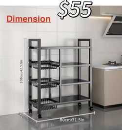 😀 LDQ 4-tier rolling shelf, kitchen storage rack, kitchen shelf organizer, baker's rack with storage, metal https://offerup.com/redirect/?o=c2hlbHZlc