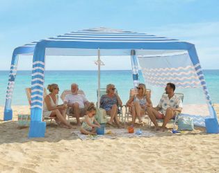 NEW in sealed box 8x8 Beach Cabana Tent – UPF 50+ Sun Shade Canopy with Side Wall