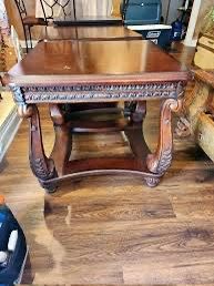 2 Ornate Wood End Table with Carved Detail