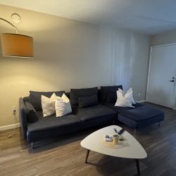 IKEA Blue Sectional Sofa w/ Chaise – Modern & Comfortable