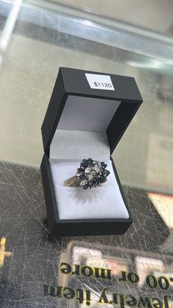 Sapphire and Diamond Cluster Cocktail Ring