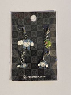 Poliwag Poliwhirl Poliwrath Politoed Metal Charm Key Chain Set Pokémon Center