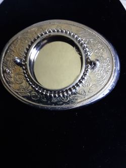 3.5" w, x 2.5" h oval belt bucket. Stainless steel