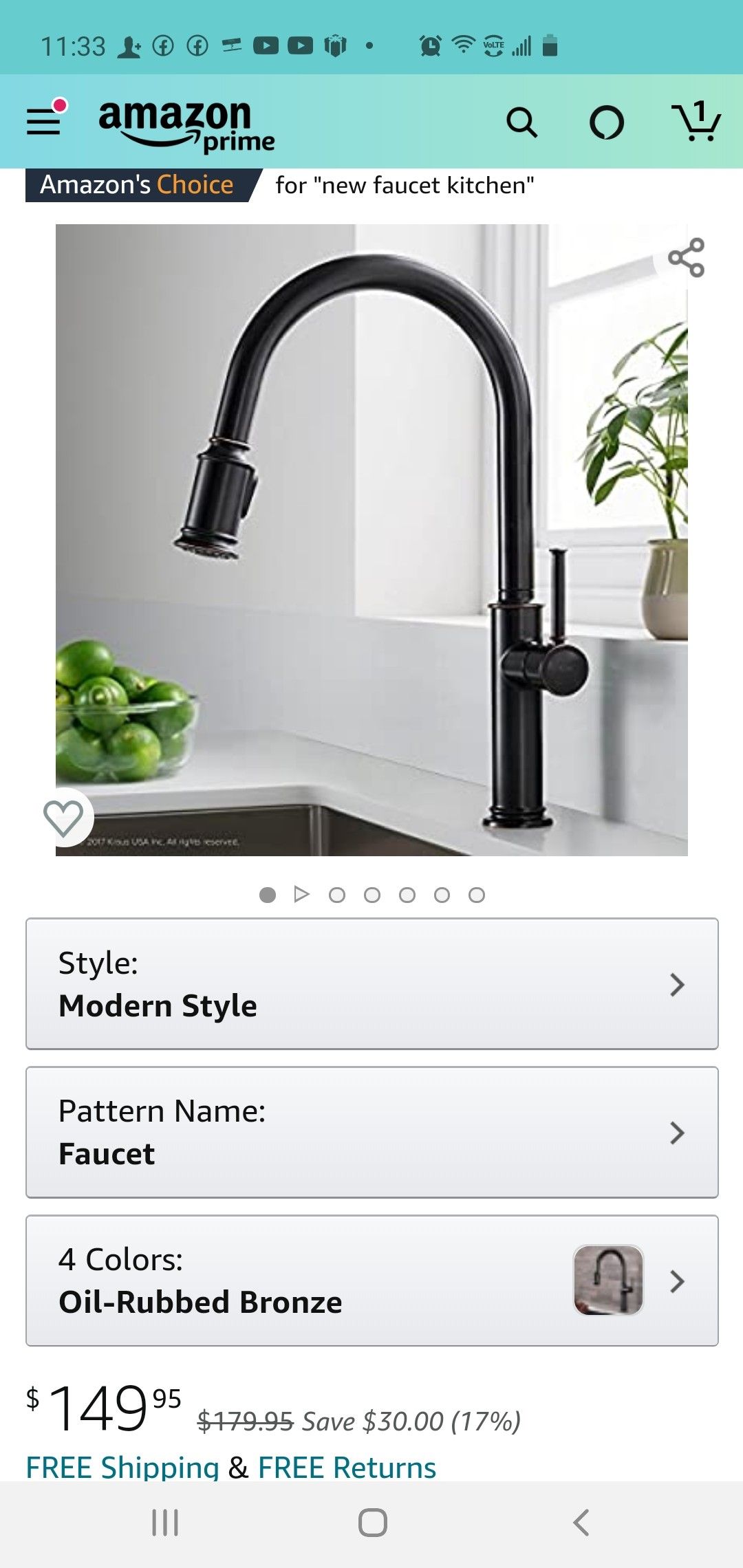 Kraus KPF-1680ORB Sellette Single Handle Pull Down Kitchen Faucet with Dual Function Sprayhead, 17.63, Oil Rubbed Bronze