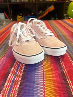 Vans Old Skool Womens Size 7 Pink White Athletic Suede Skate Shoes Sneakers