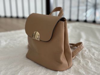 Tan faux leather backpack