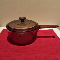 Vintage Corning Vision Ware Pyrex 2.5 L Amber Glass Pot Sauce Pan with Lid