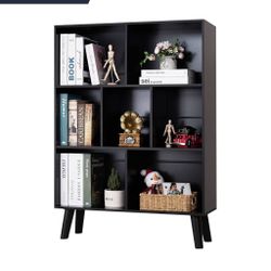  Black Bookshelf,3 Tier Modern Bookcase with Legs,Bookshelves Wood Storage Shelf, Open Book Shelves Cube Organizer,Freestanding Short Bookcases