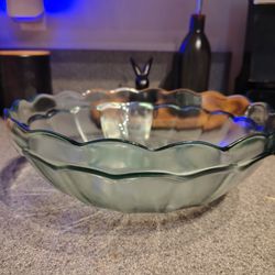 Large glass scalloped bowl
