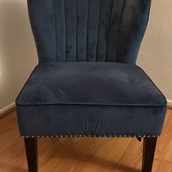 Blue Suede Accent Chair
