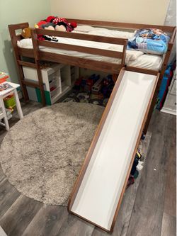 Toddler bed with slide and stairs