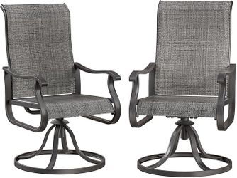 Patio Swivel Chairs Set of 2, Outdoor Dining Chairs with High Back, All-Weather Swivel Rocker Chair