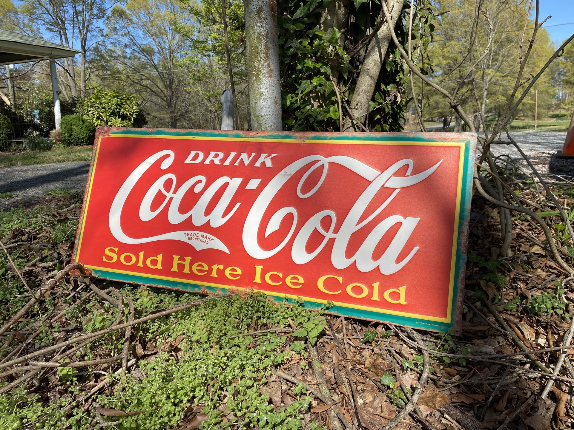 Coca Cola Embossed Metal Sign 3.3ft