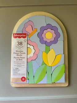 Wooden Flower Puzzle Blocks, Montessori Toy, Learning Toys, New