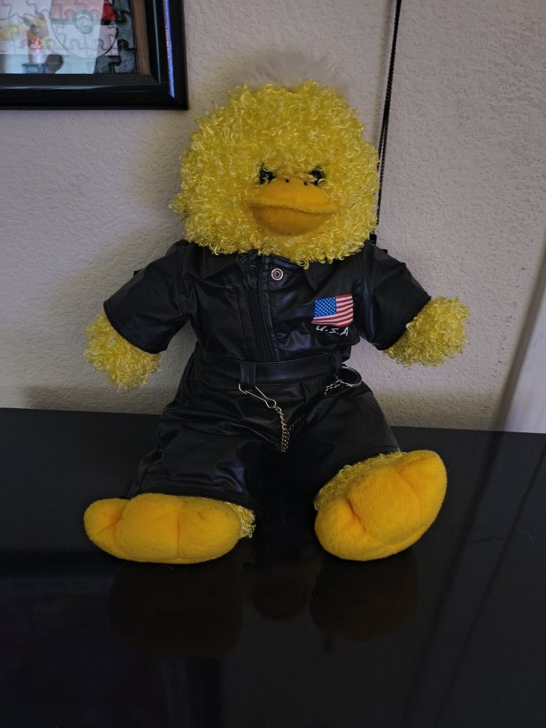 Rare 20-Year-Old Build-A-Bear Duck – Leather Jacket & Pants