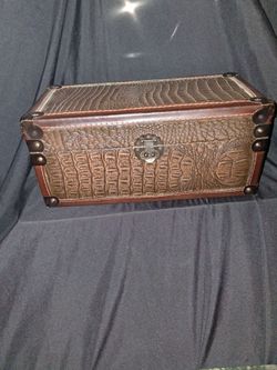 Brown Leather Like Box..Crocodile Texture