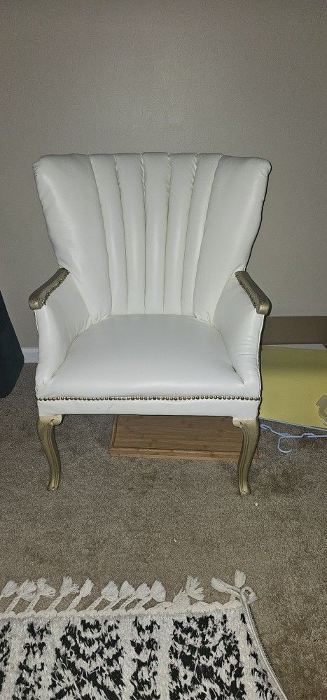 2 Cream Faux Leather Chairs