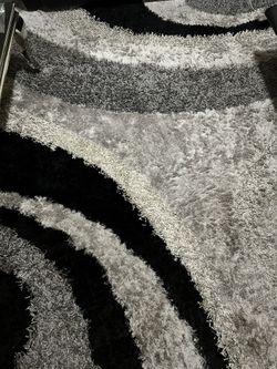 8x10 White Black And Gray Shag Area Rug