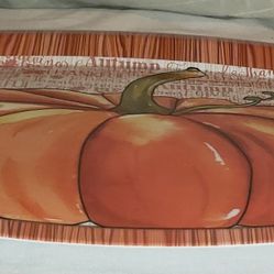 Pumpkin Fall/Thanksgiving Holiday Plastic Oval Serving Platter
