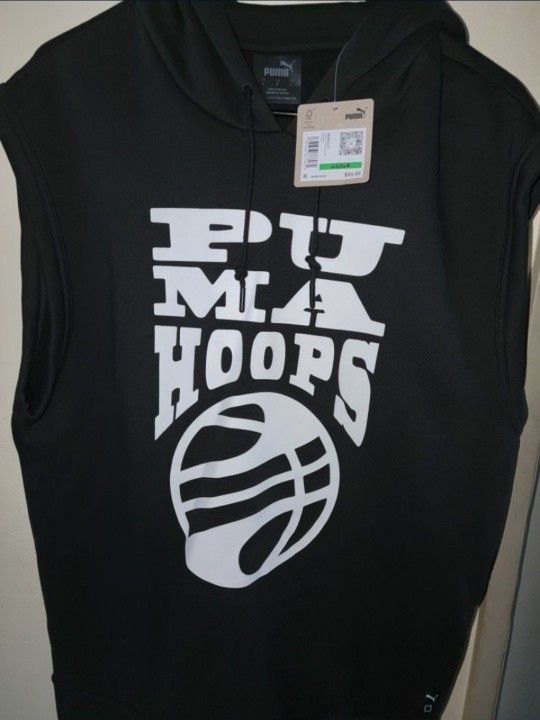 PUMA Basketball Mens Sleeveless Hoodie Large New