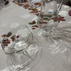 Vintage Glass Pitcher And Candy Dish 