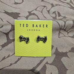 Ted Baker Silver Bow Earrings 