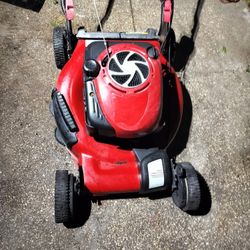 22" BIG WHEEL SELF PROPELLED CRAFTSMAN MOWER. SHARP BLADE, SIDE DISCH, ADJ WHEELS, WORKS GREAT. 