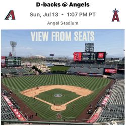 2 LA Angels Baseball tickets + parking vs AZ Diamondbacks Sunday July 13, 2025