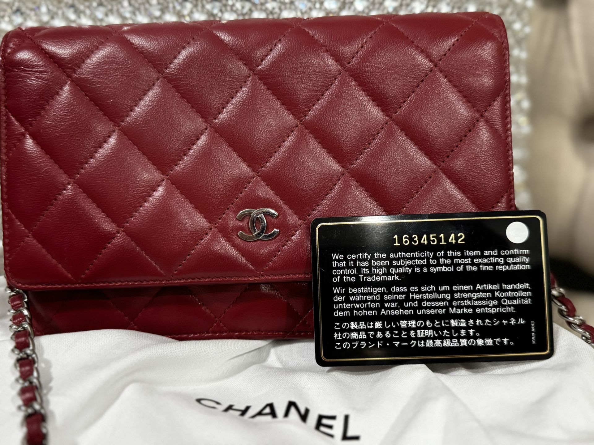 Authentic Chanel bag with dust bag, black card