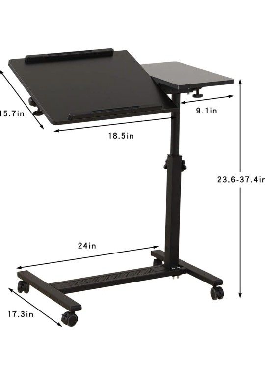 Over Bed Table with Wheels Adjustable