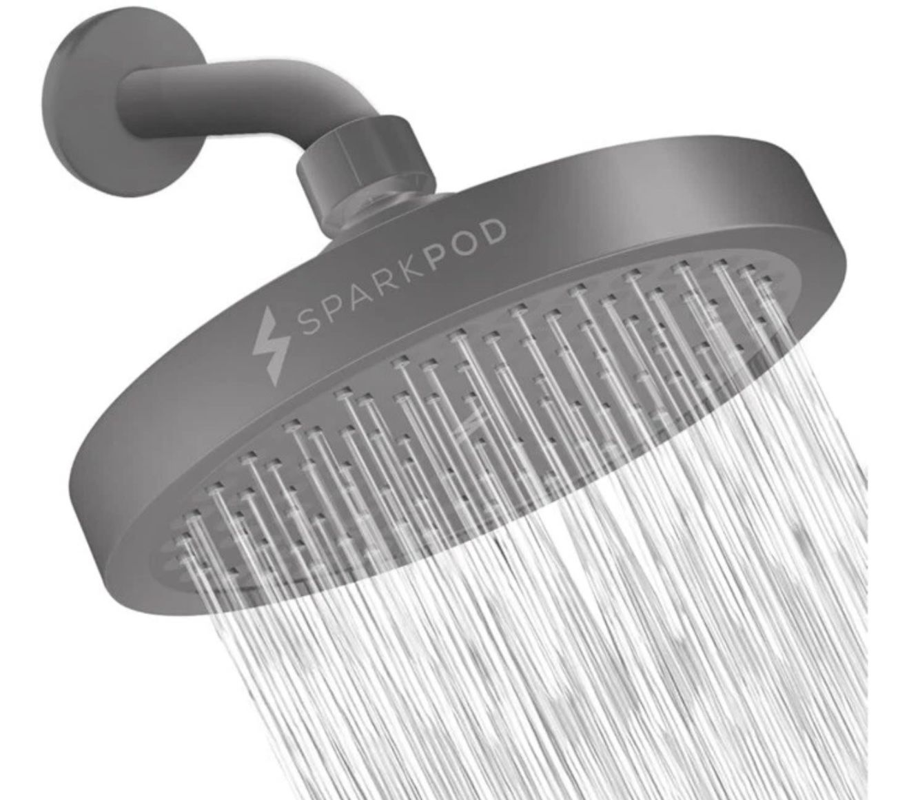 Shower Head - High Pressure Rain - Charcoal Grey 6" Round