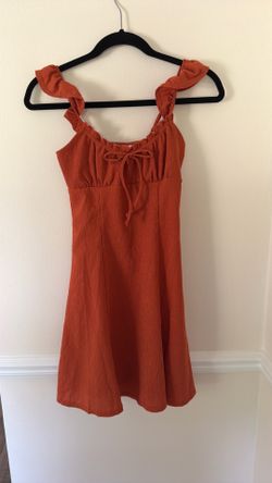 No Boundaries Rust Cottagecore Mini Dress | Ruffle Tie Straps | XXS