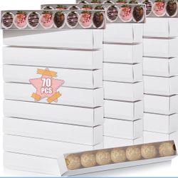 70 Pack Chocolate Strawberry Macaron Boxes  for Wedding Birthday Party 