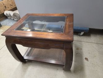 Wood and glass coffee side table