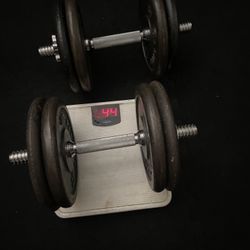 45 Lb Pairs Adjustable dumbbell. 90 Lb Total 