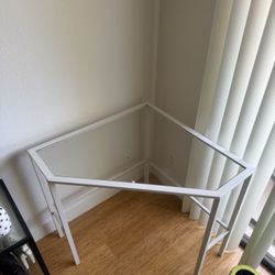 White glass corner desk 