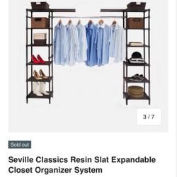 Seville Classics Expandable Resin Slat Closet Organizer System