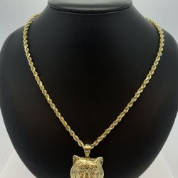 Gold Chain With Tiger Pendant 