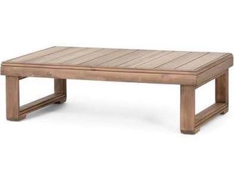 Newly assembled Westchester Rectangular Coffee Table - Acacia Wood - Brown Wash