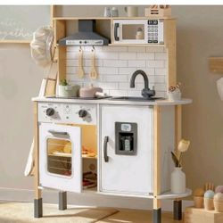 Brand New Tiny Land Wooden Play Kitchen for Kids – Pretend Chef Playset with Lights & Sounds