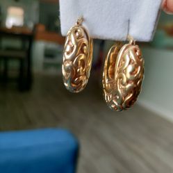 14Kt Gold Plated Silver Hoop Earrings 