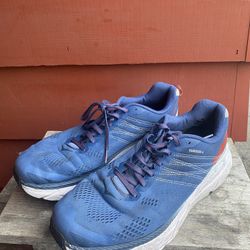Hoka One One Clifton 6 Men's Blue and Red Athletic Running Sneakers Size 11.5