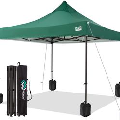 Pop Up Canopy Tent Commercial Instant Shelter with Wheeled Bag, for Flea Market Tent, Backyard, Garden, 10 x 10 Ft(Dark Green)