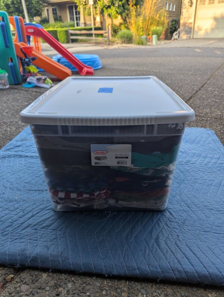 Sterilite Storage Bin with 2t Boys clothes