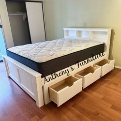 Queen Bed And Drawers With Mattress