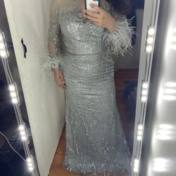 Prom, Glitter Gray Formal Dress