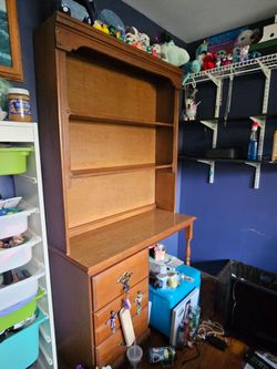 Oak Colored Desk or Hutch