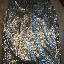 Silver “EXPRESS” Sequin Skirt