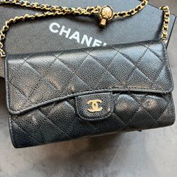 Chanel caviar timeless wallet on chain