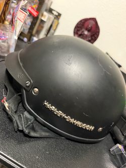 Harley-Davidson Black Half Helmet Size Large L DOT Motorcycle Helmet Chrome Logo